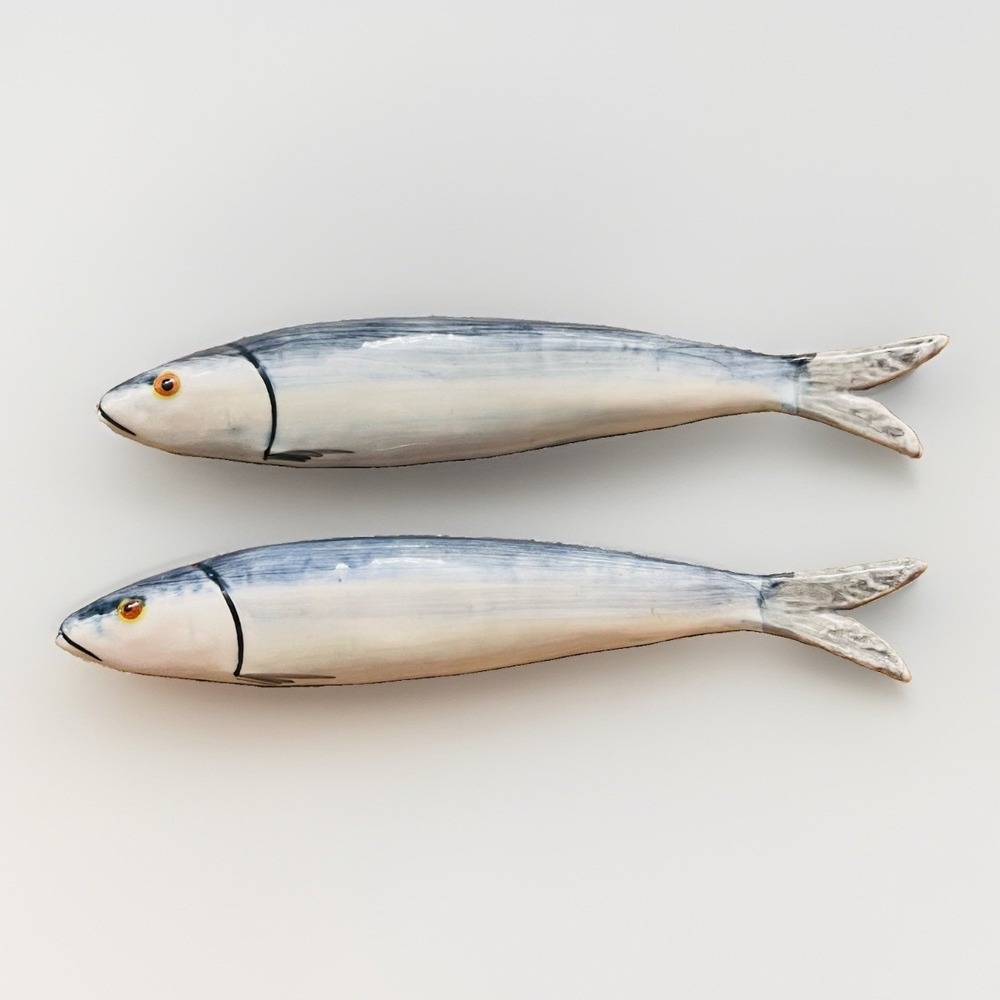Vintage Ceramic Sardine Fish Jay Willfred For Andrea By Sadek 8" Knife Rest EUC